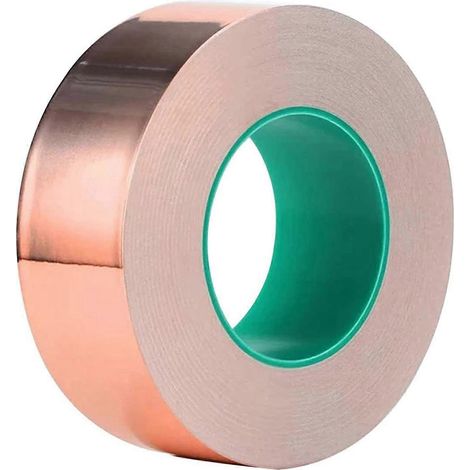 2 rouleaux de ruban adhésif en feuille de cuivre, 20 mètres x 30 millimètres de large, ruban adhésif en feuille de cuivre, ruban barrière, ruban conducteur double face auto-adhésif (1/5)