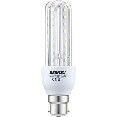 Ampoule LED 3U T3 B22 9W 6500K 780LM - DEBFLEX 600048, Éclairage Blanc Froid (1/3)
