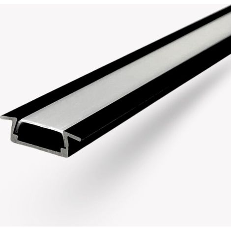 Profilé à Encastrer pour Bandes LED (Max 10 mm) en Aluminium avec Couvercle – Longueur 2 Mètres (Couleur Noir) (1/5)