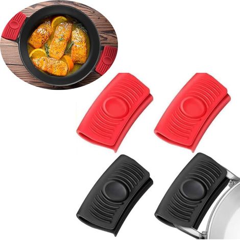 Manique en silicone pour poignée de casserole, antidérapante et résistante à la chaleur, protection contre les brûlures, pour rôtissoires, fours et poêles (1/5)