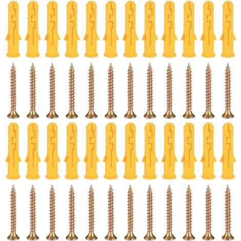 Lot de 50 vis et chevilles pour mur de maçonnerie, brique, béton, vis sans tête autotaraudeuses pour cloison sèche, boulons d'ancrage mural–M8 x 40 mm