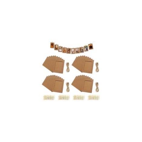 40 Pièces Guirlande Photo 11.5×15.5 CM,Porte Photo Mural avec 40 Pince en Bois et 4 Corde en Jute,Cadre Photos en Carton 6 Pouces,Accroche Photos Pince,Cadre Mural Decoratif pour Anniversaire (1/5)