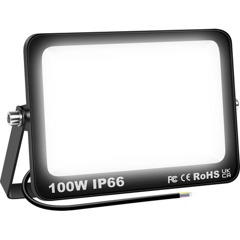Projecteur LED Exterieur 100W, 10000LM Blanc Froid 6000K Spot LED Extérieur, IP66 Etanche Eclairage Exterieur Lumière de Sécurité pour Patio, Jardin, Garage, Terrasse, Usine, Entrée, Maison