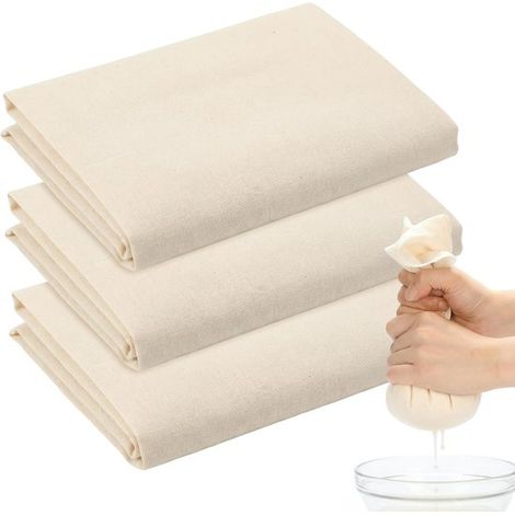 Lot de 3 étamines filtrantes - Mousseline fine - Convient pour la cuisson - Non blanchie - Réutilisable et facile à nettoyer - 100 x 100 cm (1/5)