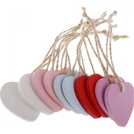 Décoration Petits cœurs en bois 10 - couleurs variées au choix (1/4)