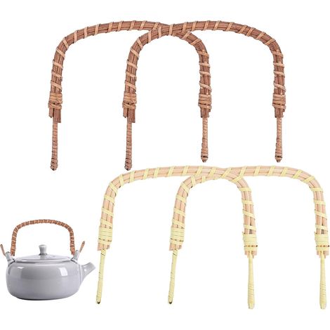 4pcs 2 Couleur Poignée de Théière en Rotin, Remplacement de Poignée de Théière Poignée de Bouilloire Pliable pour L'été Pot en Céramique Pots à Thé en Poterie Théière Japonaise à Fil 13cm (1/5)