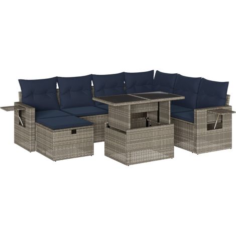 Maison Exclusive - Set Divani da Giardino 8 pz con Cuscini Grigio in Polyrattan (1/5)