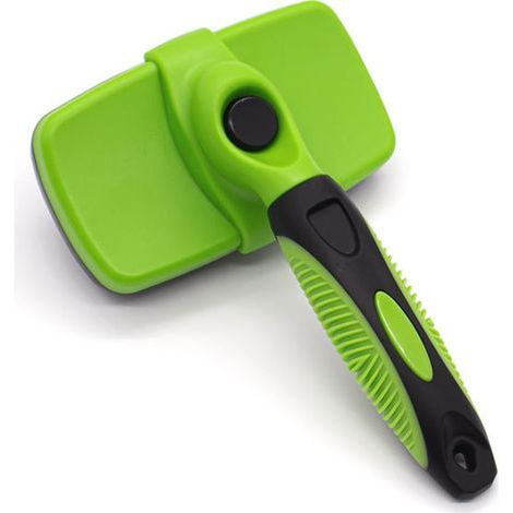Peine para perros con punta de acero inoxidable para el aseo y la eliminación del pelo suelto, que reduce el pelo en un 95%. Cómodo, seguro y duradero. (verde) (1/5)