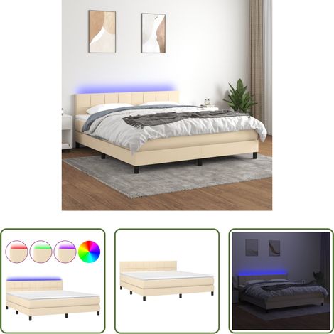 Matratze - Boxspringbett mit Matratze & LED Creme 160x200 cm Stoff (1/5)