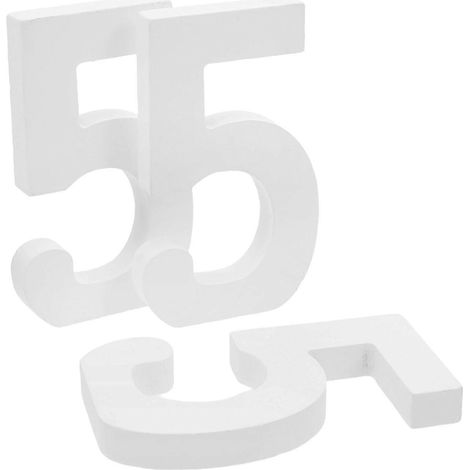 Décorations en bois blanc numérotées, compatibles avec 3 pièces de tranches de bois numérotées. (1/5)