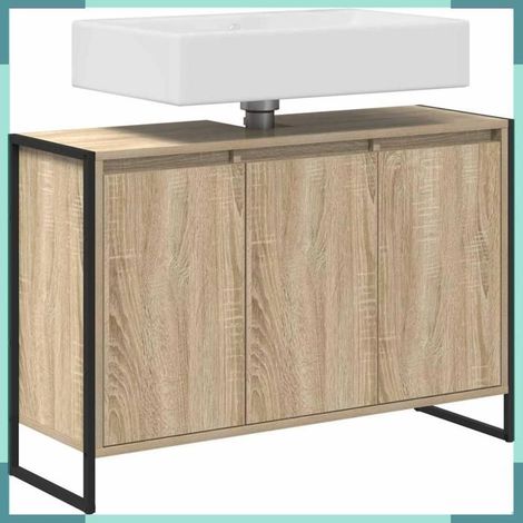 Meuble de salle de bain - 886481 - Sonoma - 90 x 30 x 60 cm - 3 portes (1/5)