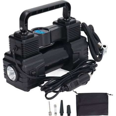 120PSI Autoreifenfüller, Luftkompressor, digitales Manometer, tragbare Luftpumpe mit LED-Licht, 12V - Crezuo