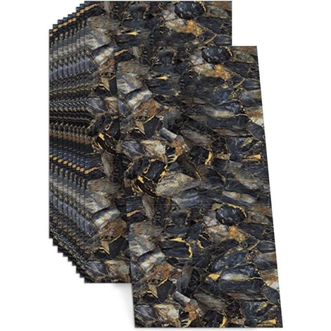 10 autocollants carreaux de marbre, 60x30 cm Carreaux muraux autocollants, à coller et décoller Étanches et résistantes à l'huile Autocollants muraux en PVC brillant pour la cuisine, la salle (1/5)