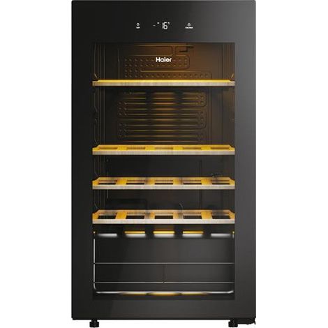 Haier – Cave à vin de service 34 bouteilles – Capacité 90 litres – Porte vitrée anti-UV – Température ajustable 5°C à 20°C – Connectée Wi-Fi (1/10)