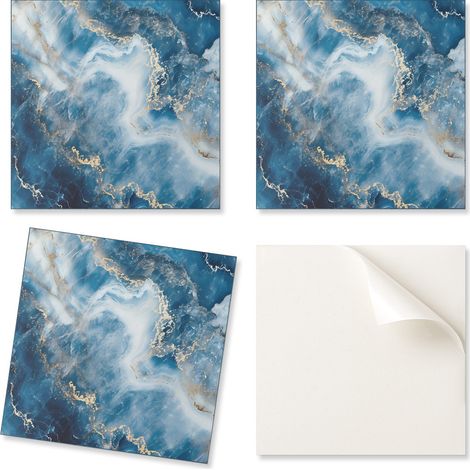 Azulejos decorativos de vinilo para pared con estampado de m谩rmol abstracto, 20x20x20 cm.