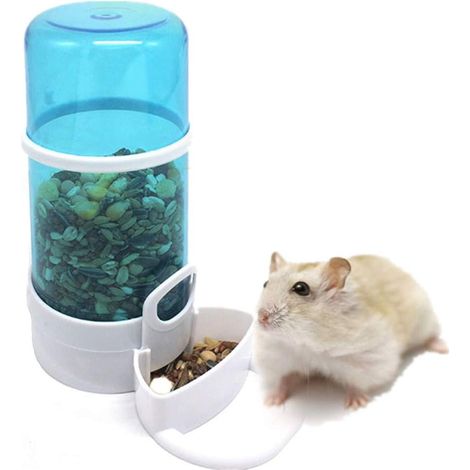 Dwarf Rabbit Feeding Bottle Guinea Pig Feeder Adjustable Automatic Hamster Food Dispenser Blue