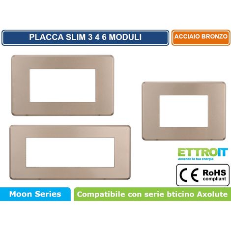 ETTROIT AN87310 Placca Slim Sottile 3P colore Bronzo Compatibile Con Bticino Axolute Air (1/4)