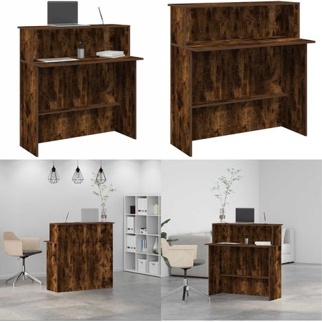 Banco Reception Rovere Fumo 100x50x103,5cm in Legno Multistrato - Bancone reception - Archiviazione