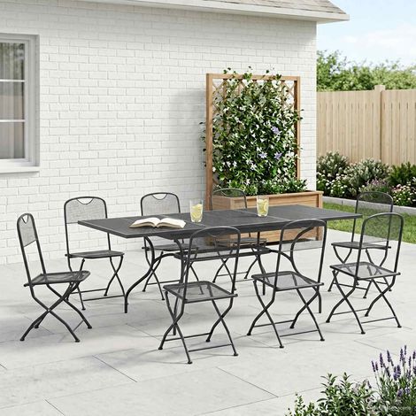 vidaXL Conjunto de Comedor de Jardín 9 uds. Gris antracita (1/5)
