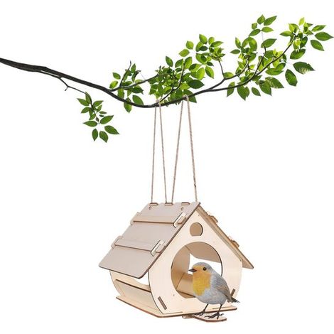 Nichoir en bois pour oiseaux – Mini maison pour oiseaux 16 x 10 x 13 cm – Abri pour oiseaux de jardin – À assembler (1/5)