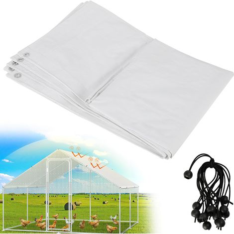 Wolketon PE Abdeckplane für Hühnerstall 3,43×2,0 m – Wetterfeste & UV-resistente Stallabdeckung inkl. 14 Ball-Spanngurten, Ideal für Hühnergehege, Volieren & K