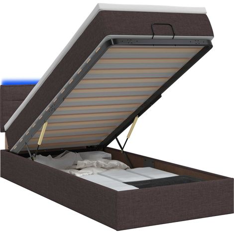 Letto Ottomano con Materasso e LED Marrone Scuro 90 x 200 cm vidaXL (1/5)