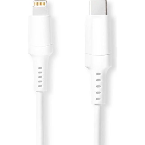 Cable relampago usb 20 apple lightning 8 pines usb c macho 480mbps niquelado 200 metros redondo pvc blanco caja