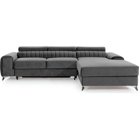 Canapé d'angle droit Gris foncé convertible 3 places JAYSON avec couchage (1/5)