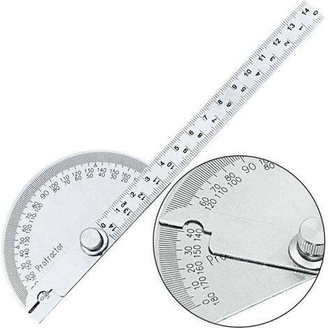 Stainless Steel Protractor 0 180° Angle Gauge Arm Measuring Ruler Engineer's Tool Protractor with 140mm Ruler, Universal Angle Ruler for Drawing and Painting (1/5)