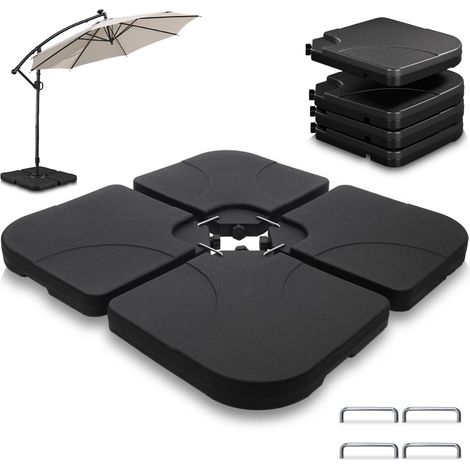 Lot de 4 Dalles de Lestage en HDPE pour Parasol Déporté Pieds de Parasol avec Poignée Protection UV Remplissables avec 60L d’Eau ou 100kg de Sable Noir (1/5)