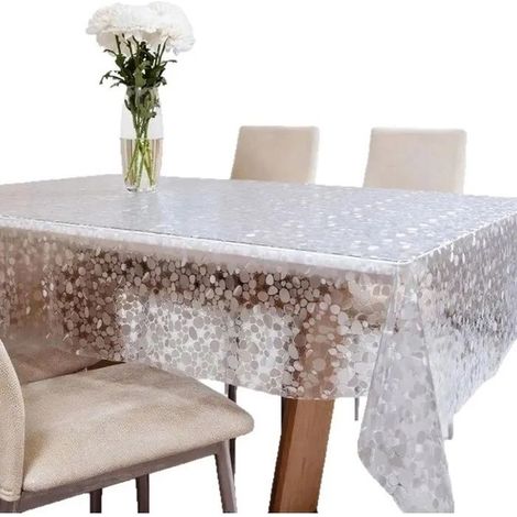 Nappe rectangulaire en toile cirée transparente 150x180 cm - Réutilisable et lavable pour dîner, camping et buffet