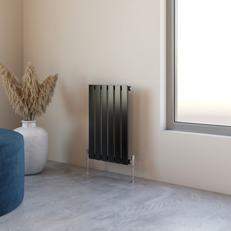 Acezanble 600x408mm Single Black Horizontal Flat Panel Central Heating Designer Radiator