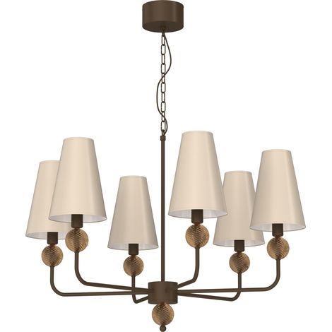 Lustre décoratif brun avec abat-jours beiges 6xE14 15W Grenada Luminex (1/2)