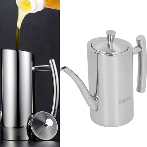 Pot à huile en acier inoxydable 304 anti-goutte et étanche, bouteille distributrice d'huile pour usage en cuisine (500 ml) (1/5)