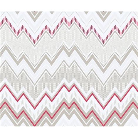 Tempo Zig-Zag Wallpaper Galerie Paste the Wall Pink Grey Beige