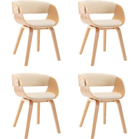 Juego de 4 sillas cocina comedor diseño atemporal madera curvada y sintética crema CDS021454 (1/5)