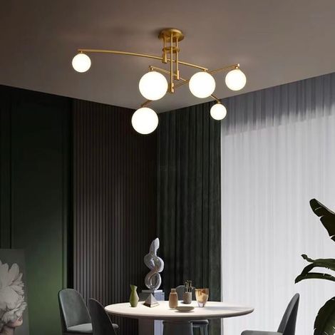 Lustre avec Abat Jour Rond Penthouse Dome 6XG9 Dore Metal (1/2)