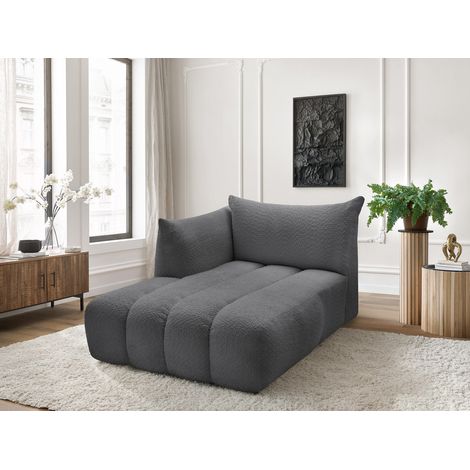 BOBOCHIC - Méridienne pour canapé modulable AZRA tissu bouclette Angle gauche  Gris foncé