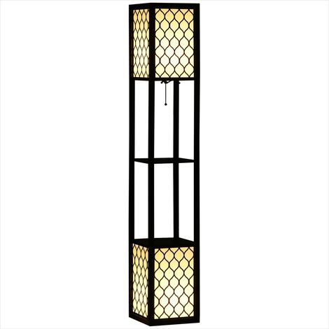 Lampe de table Lampe sur pied en MDF noir avec étagères (1/5)