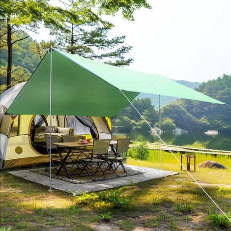 Auvent portable 3x3m solaire imperméable camping plage, vert