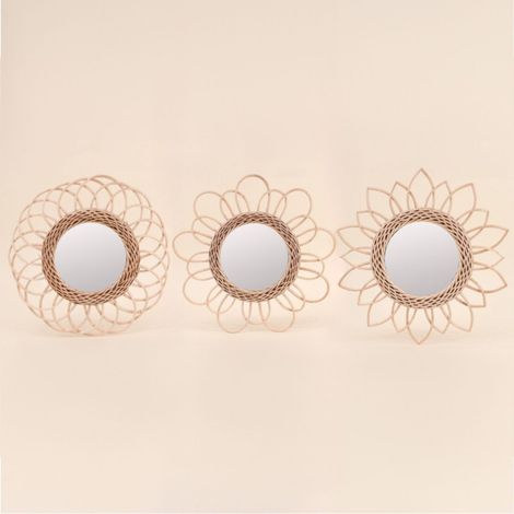 Set de 3 miroirs en rotin 30cm