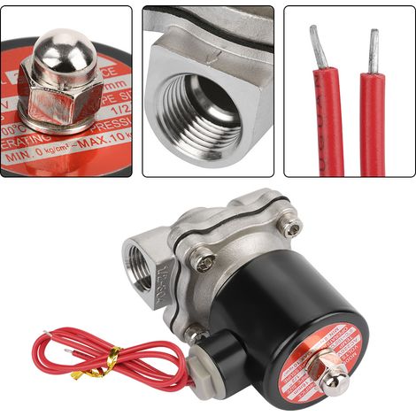 Électrovanne électrique 220 V CA G1/2" en acier inoxydable 304, normalement fermée, 2 positions, 2 voies (1/5)
