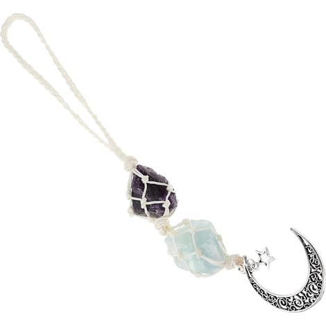 Pendentif en Cristal Violet Décoration Suspendue Artistique en Pierre Naturelle, Accessoire de Rétroviseur pour Sécurité et Chance pour Voiture et Mur (1/5)