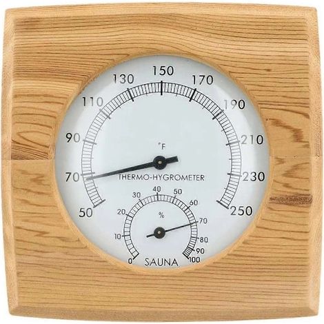 Hygromètre-thermomètre en bois pour sauna, thermomètre et hygromètre pour sauna, mesure de l'humidité et de la température intérieures des saunas. (1/4)