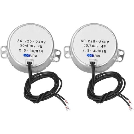 Motor Sincrono - 220-240 V CA - 4 W - 2,5-3 RPM - Giro Horario CW - Para Mecanismos De Orientacion Y Platos Giratorios - 2 Unidades (1/5)