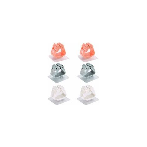 Lot de 6 accroches balais adhésifs sans perçage pour cuisine, salle de bain, garage, rose, blanc, gris –