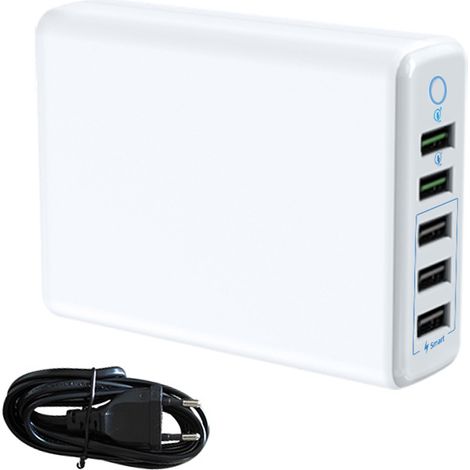 Chargeur Murale USB C 5 Ports - 1 Port PD 30 W - 4 Ports PowerIQ - Compatible MacBook Air 2018 iPad Pro 2018 iPhone 11 à XS Samsung S9 S8 - Noir Blanc (1/5)