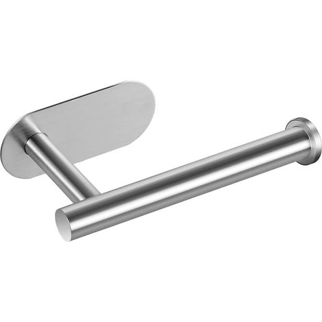 Soporte para papel higiénico autoadhesivo, base ovalada, para cocina, baño y aseo (plateado) (1/4)