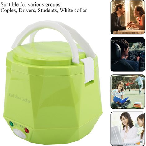 Cuisseur de riz électrique portable 12V 100W 1,3L, autocuiseur multifonction vert pour voiture, cuit-vapeur alimentaire (1/5)