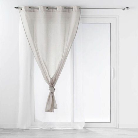 Rideau Voilage à Œillets "Duetto" 140x240cm Gris & Blanc (1/3)